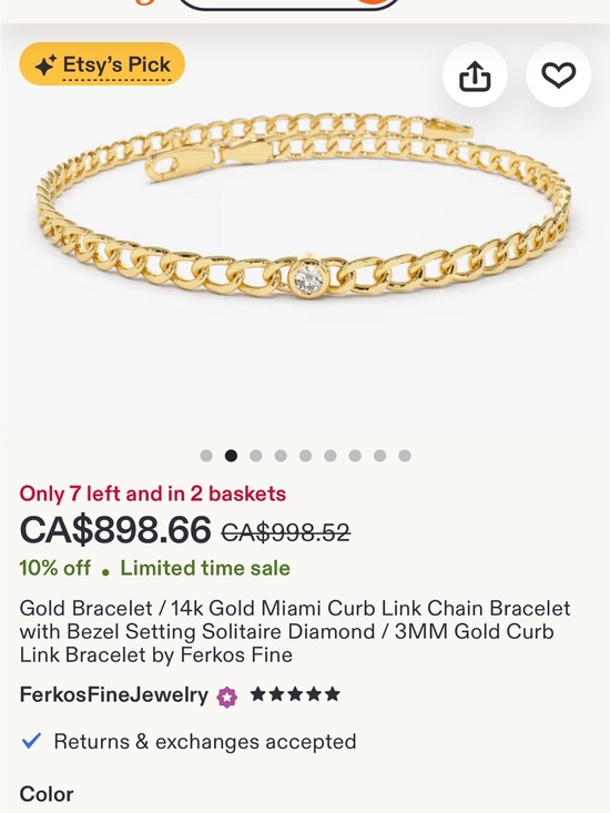 Jewelry - Ferkos 14K curb chain bracelet with diamond